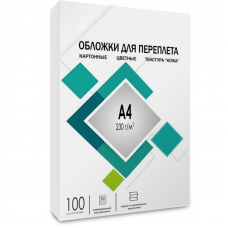 Обложки для переплета А4 "кожа" белые 100 шт, ГЕЛЕОС [CCA4W]